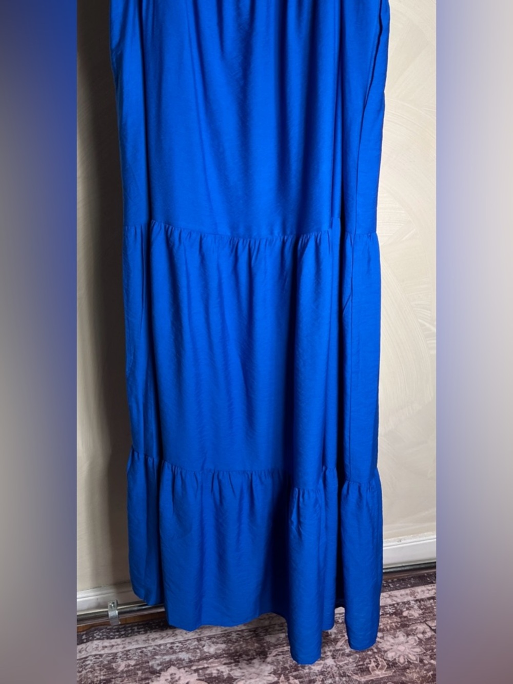 Nine West Women’s Flowy Smocked Back Blue Tiered Midi Minimalist Dress|Size:XXL - Picture 7 of 16